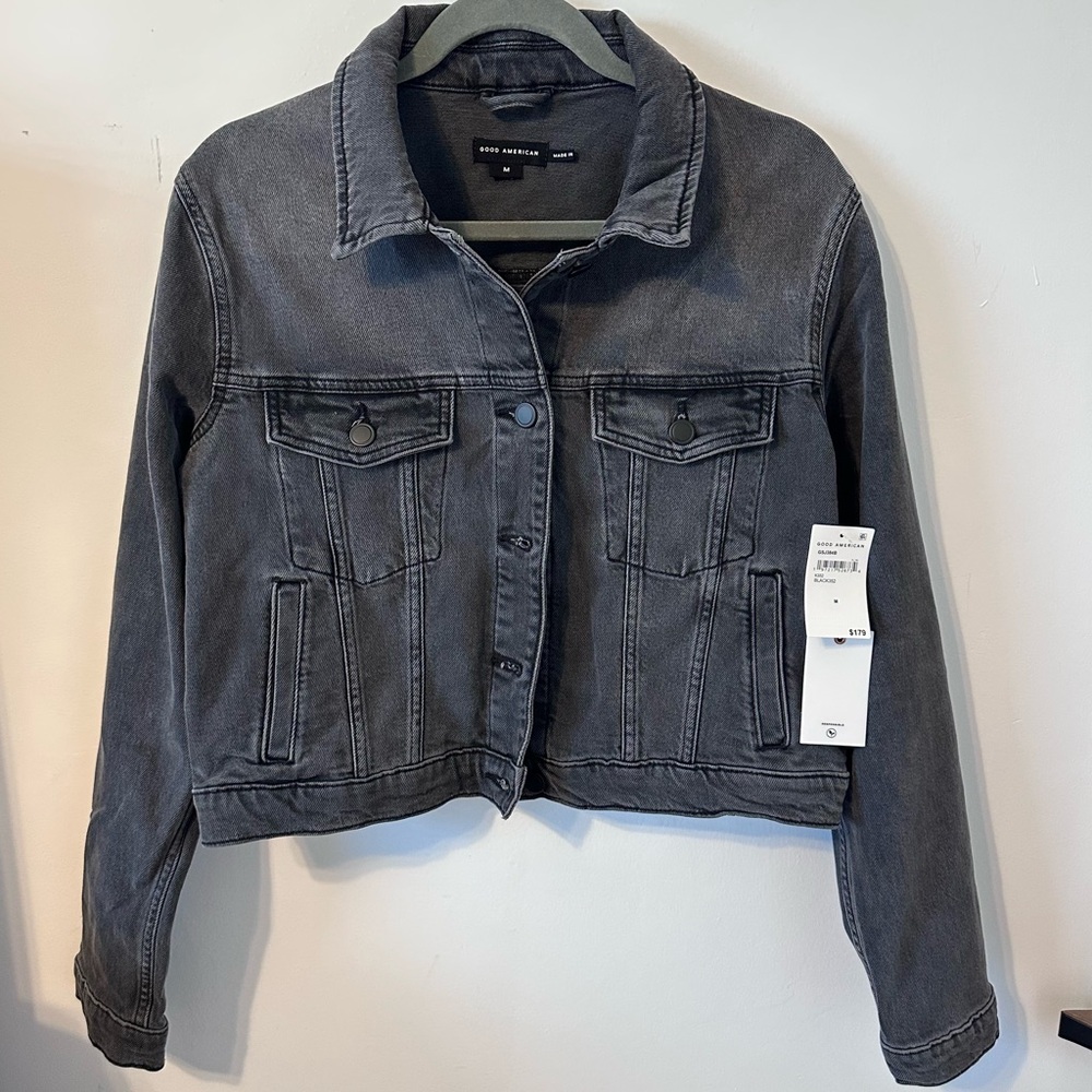 NWT Good American Classic Denim Jacket- Black M